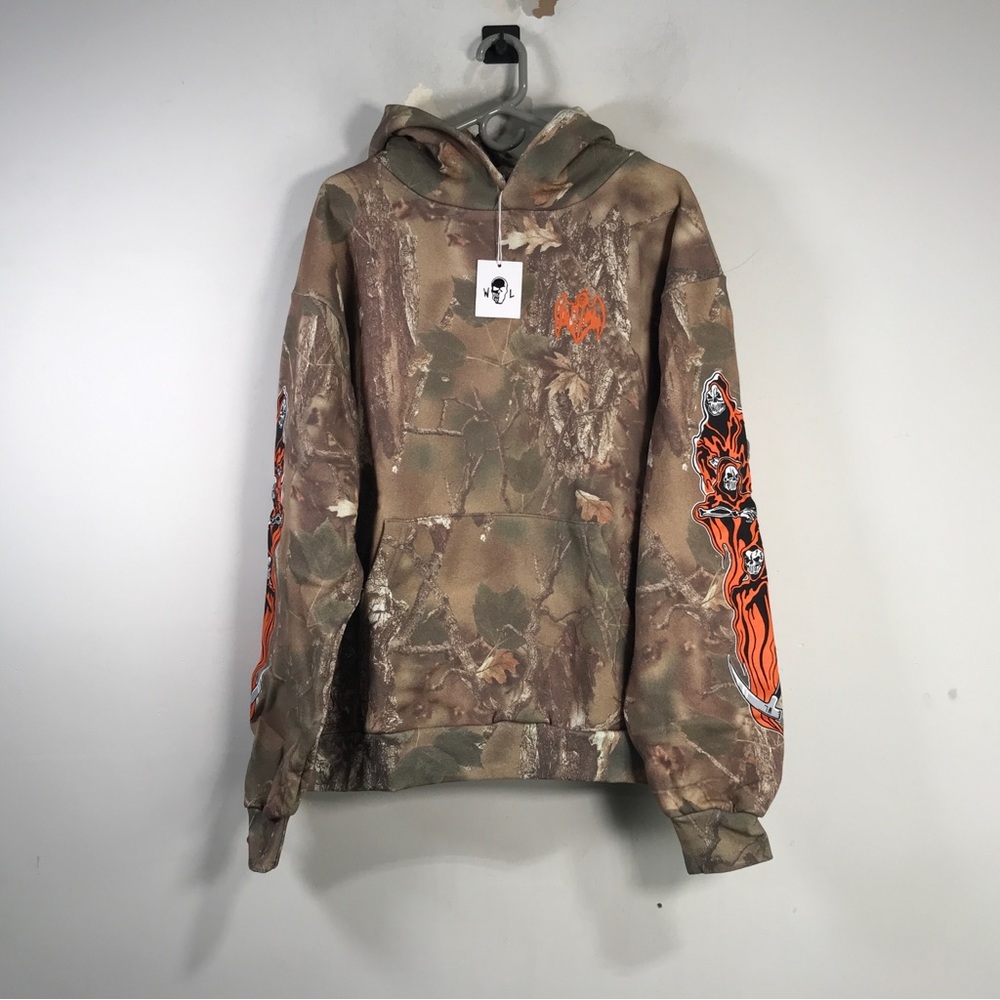 Three Reapers Fleece Hoodie, Men's Size L - Faded Hunting Camo